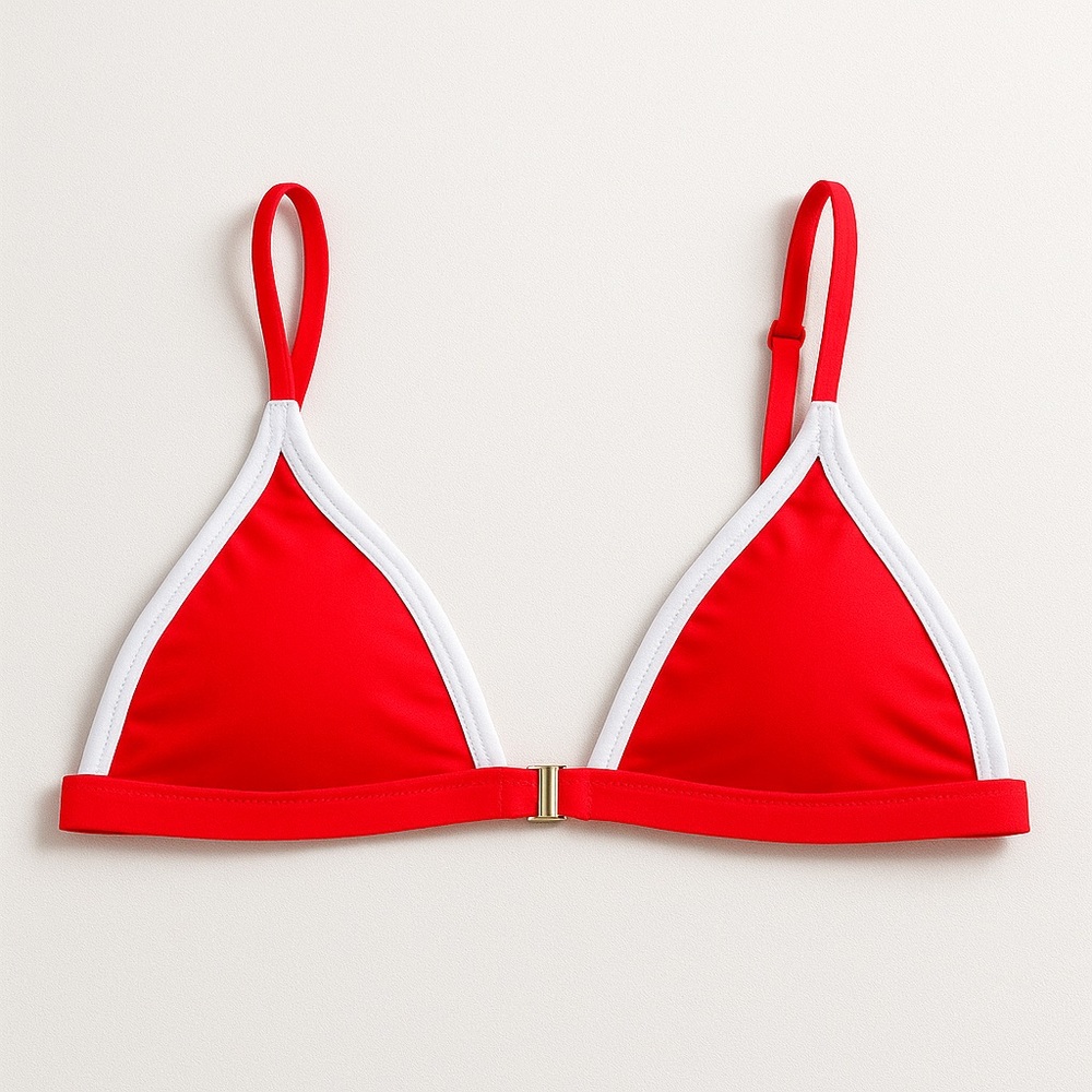 Red & White Triangle Bikini Top XL